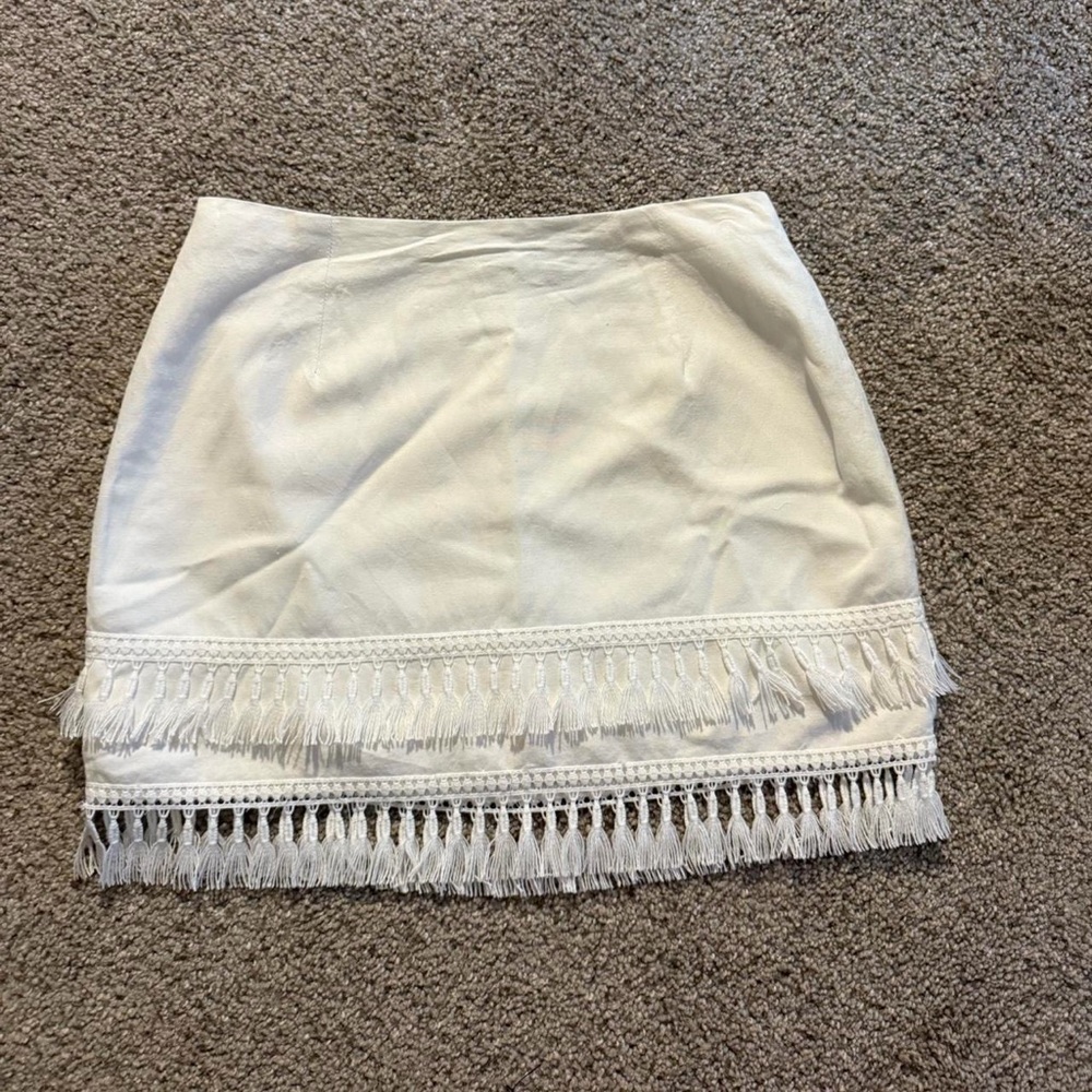 Lulu's White Fringe Mini Skirt
